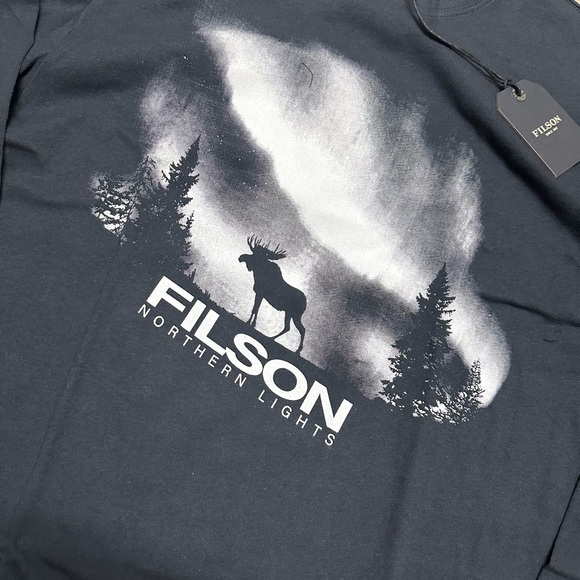NWT Filson Northern Lights Long Sleeve Moose T Shirt Black Made in USA Outdoors - Picture 3 of 4